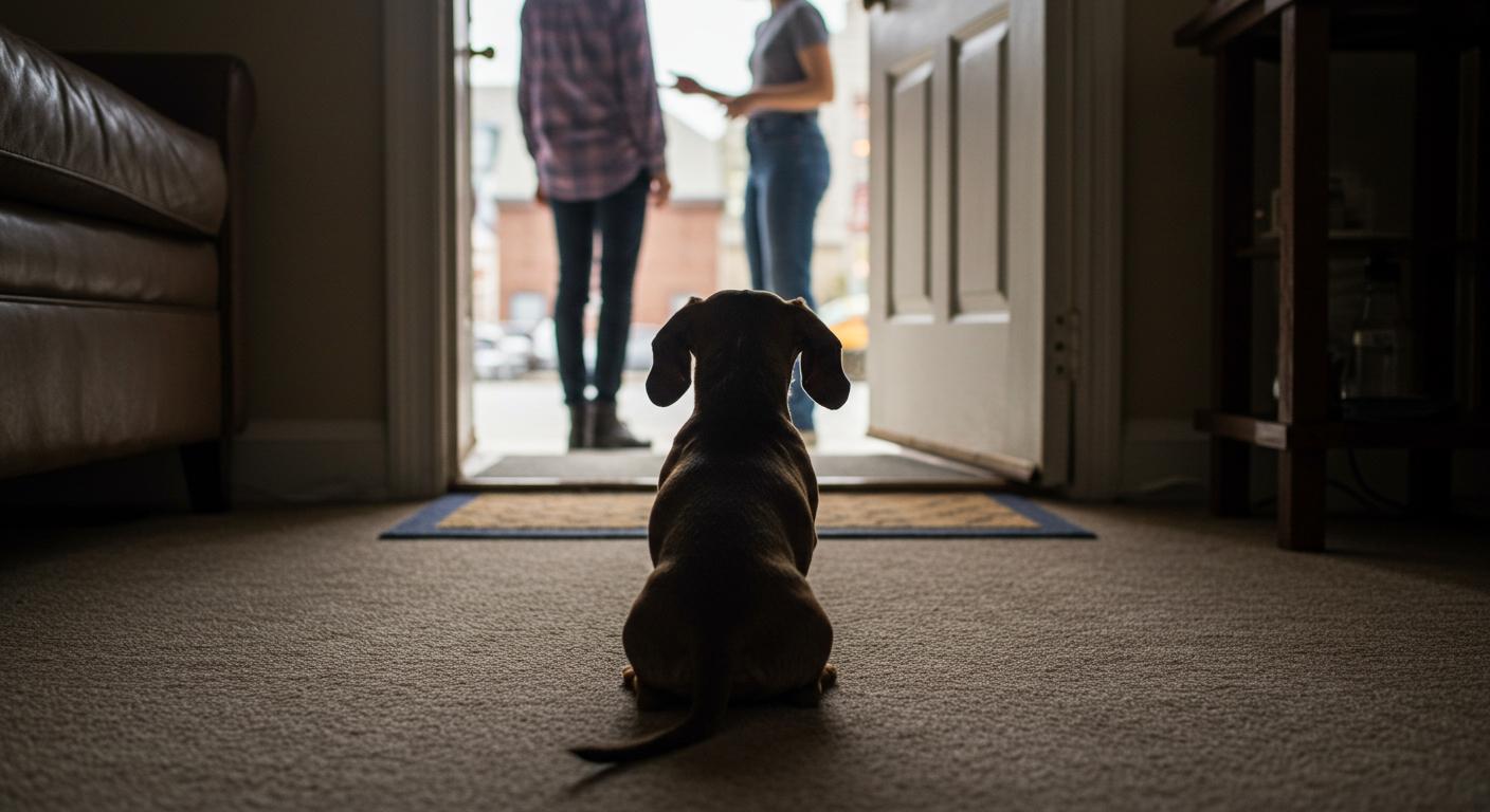 Dog waiting patiently by door