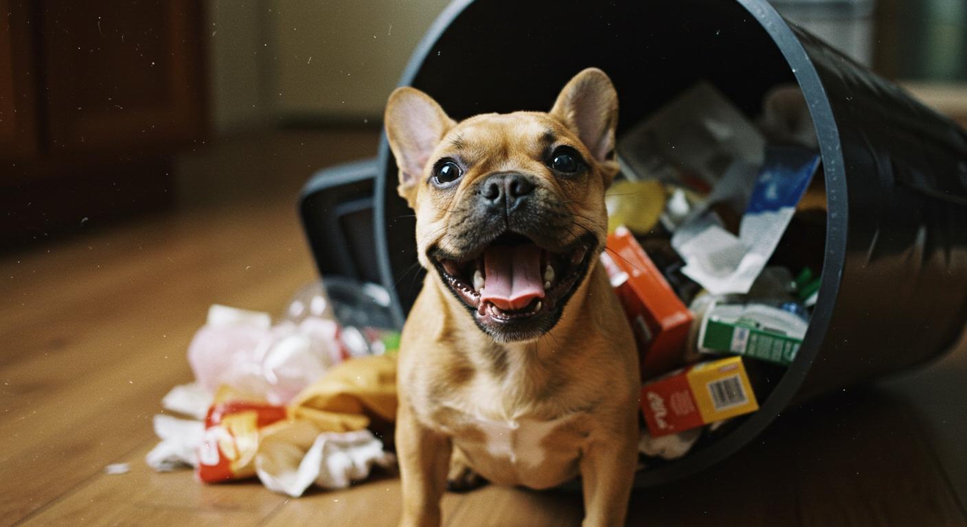 Dog getting into trash